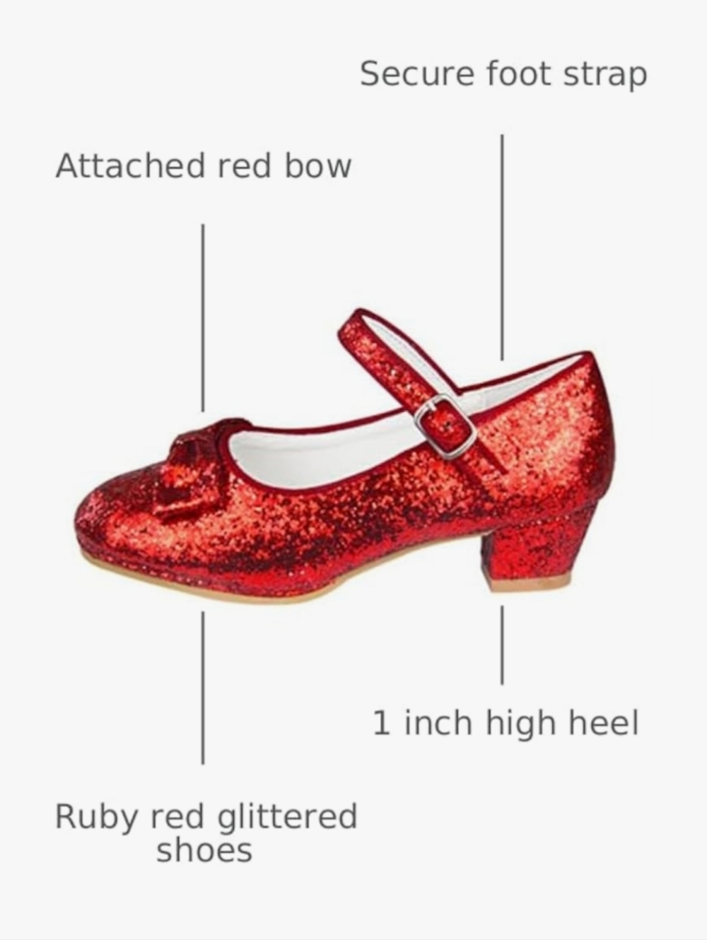 Dorothy's Red Ruby Slippers For Kids Size 3 - Picture 4 of 11